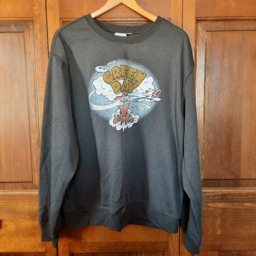 NWOT Green Day Dookie Album Charcoal Gray Unisex Crewneck Sweatshirt Size XXL